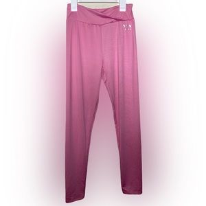 DKNY Sport Pink Silver Logo Leggings Size Large 14/16
